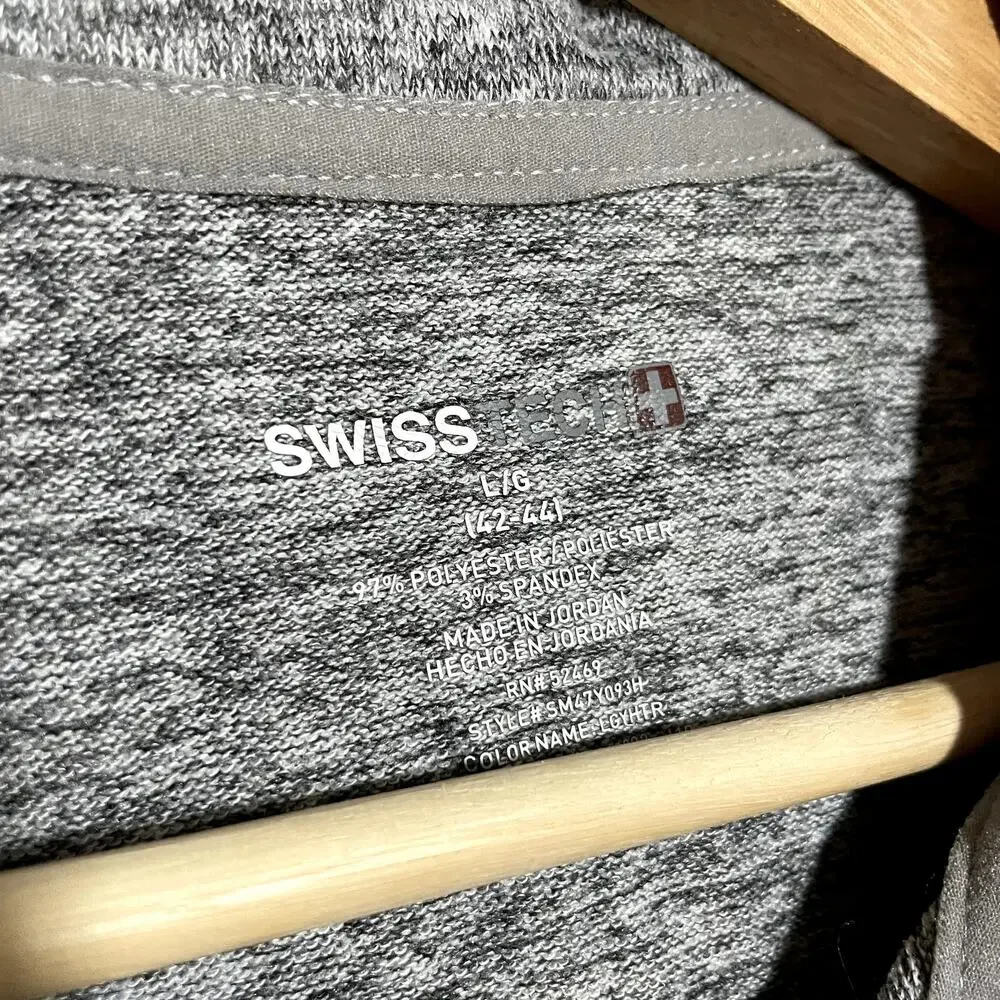 Swiss Tech‎ gray heathered quarter zip men's pullover sweater L made in Jordan